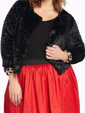Torrid, cropped faux fur jacket
